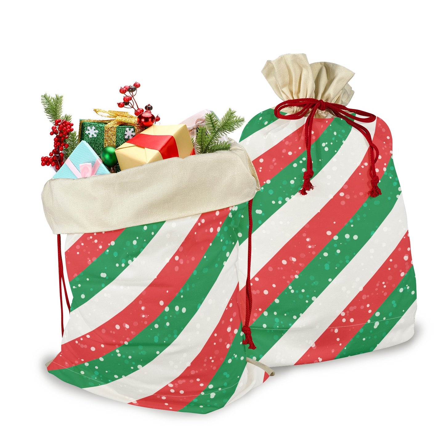 Candy Cane Santa Claus Drawstring Bag 21"x32"