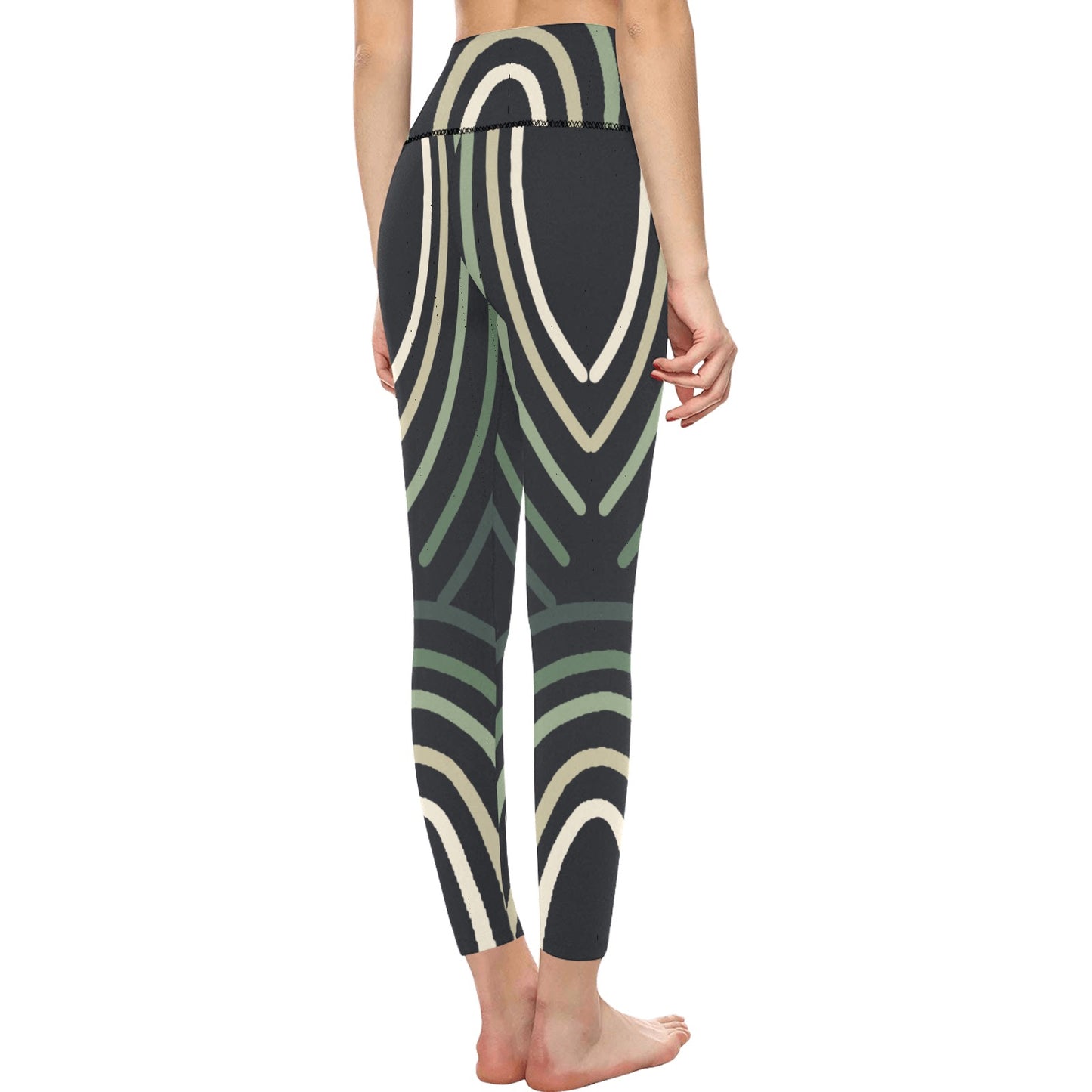 Green Lines High-Waisted Leggings