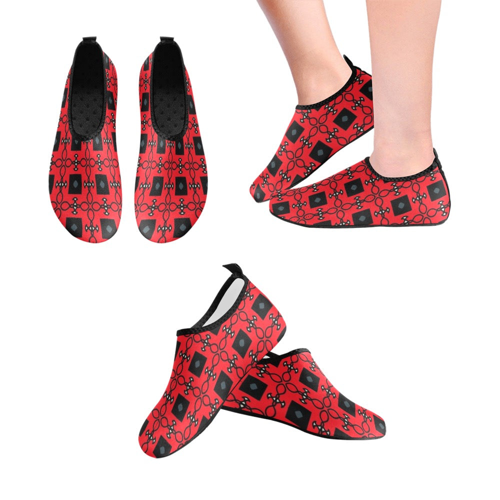 Black & Red Fashion Kids' Slip-On Water Shoes