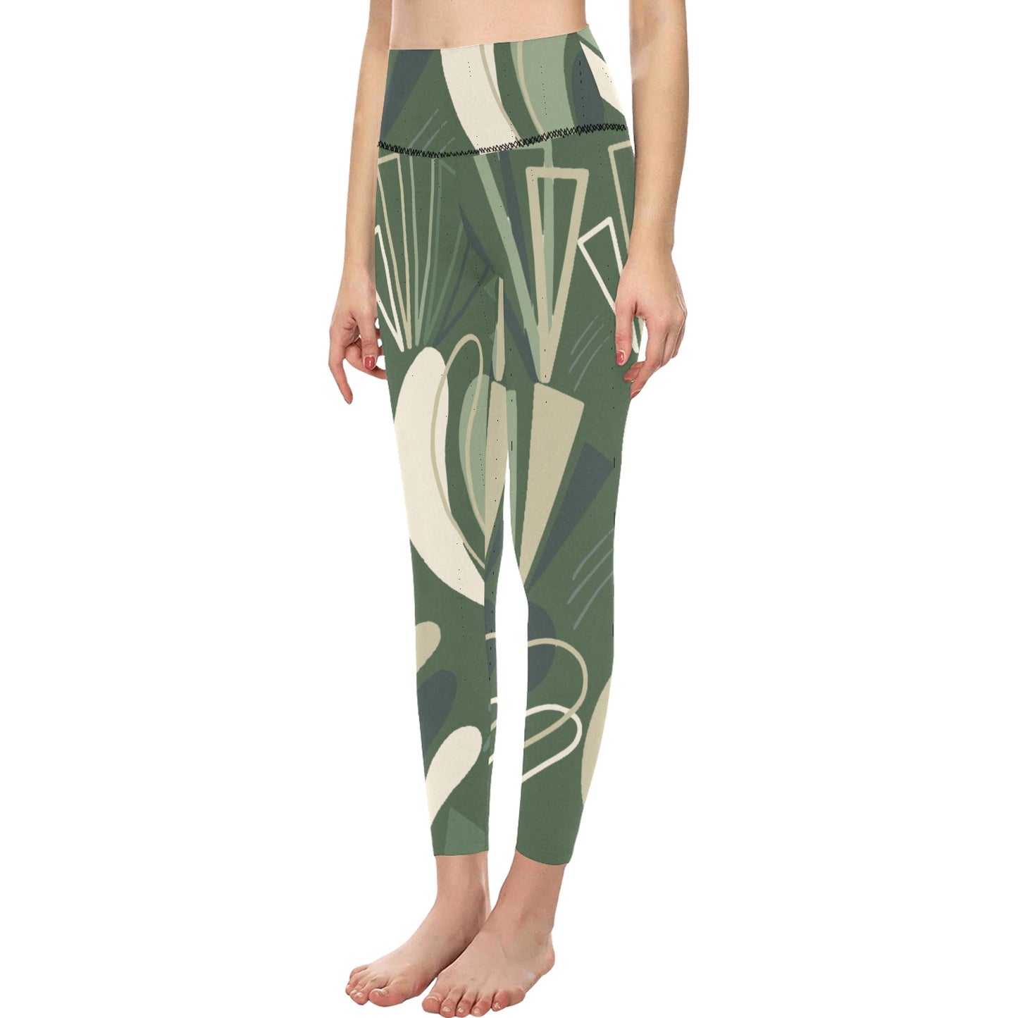 Green Angles High-Waisted Leggings