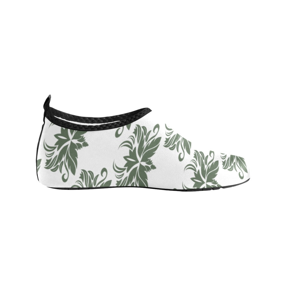 White and Green Kids' Slip-On Water Shoes