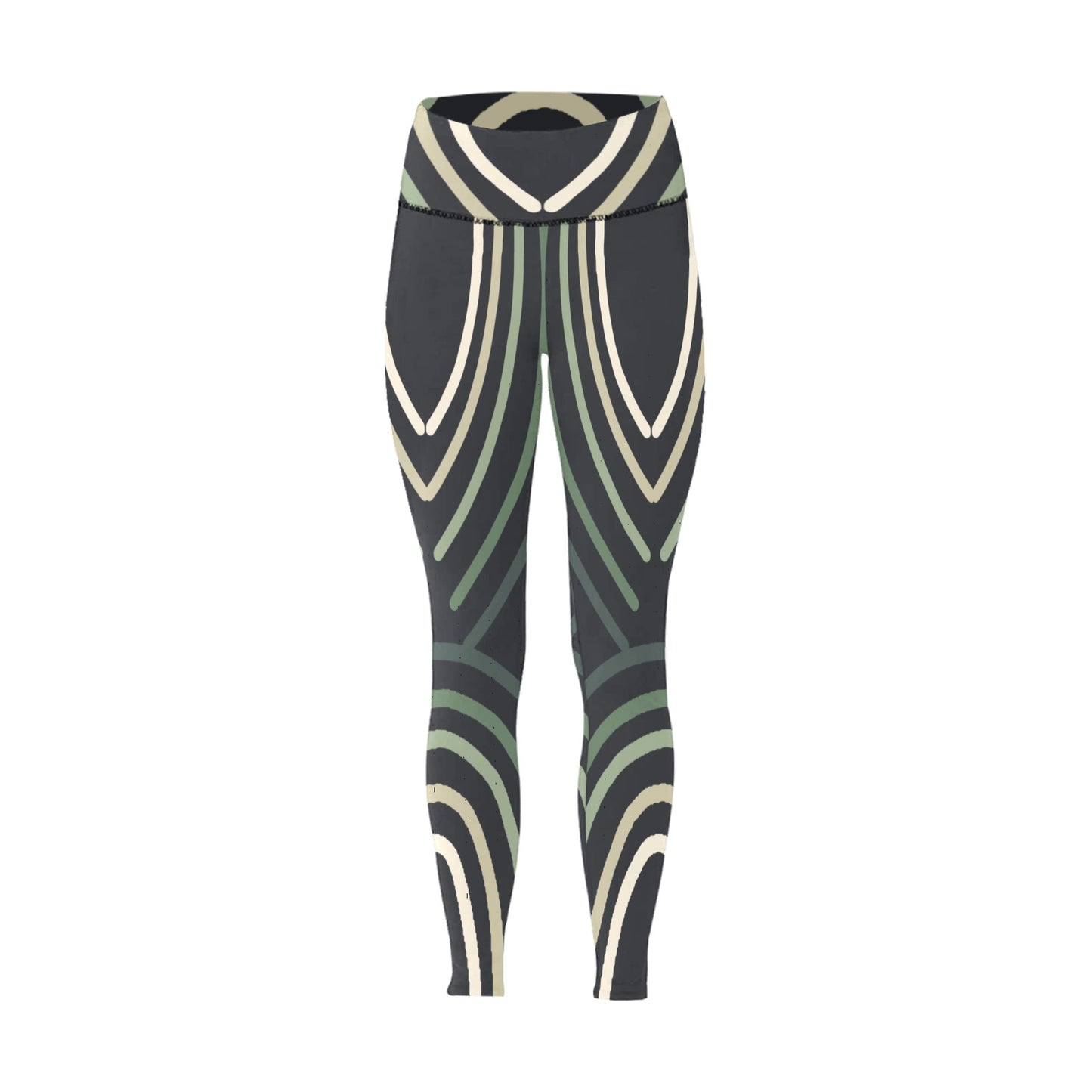 Green Lines High-Waisted Leggings