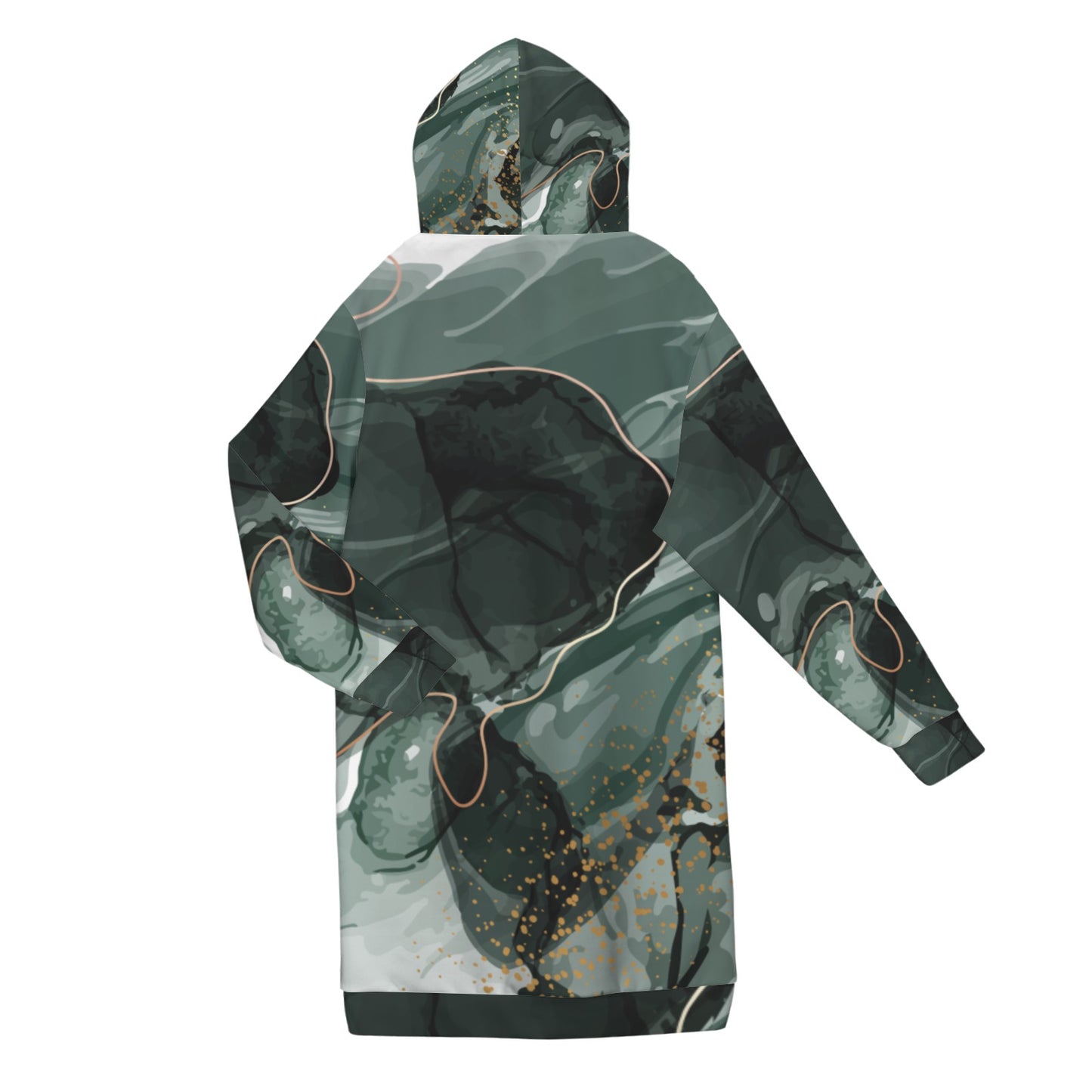 Green Marble Women's Long Hooded Coat