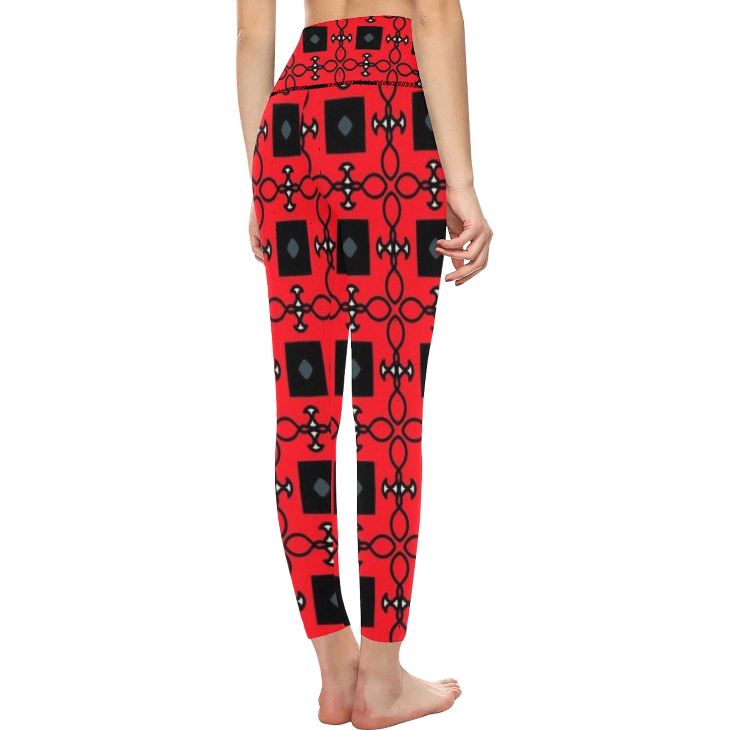 Black and Red Fashions High-Waisted Leggings