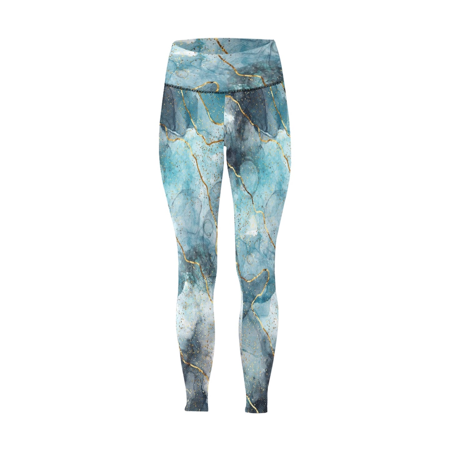 Teal Marble High-Waisted Leggings