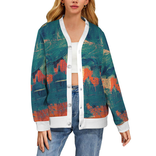 Fire Greenish Women's Ribbed Cardigan