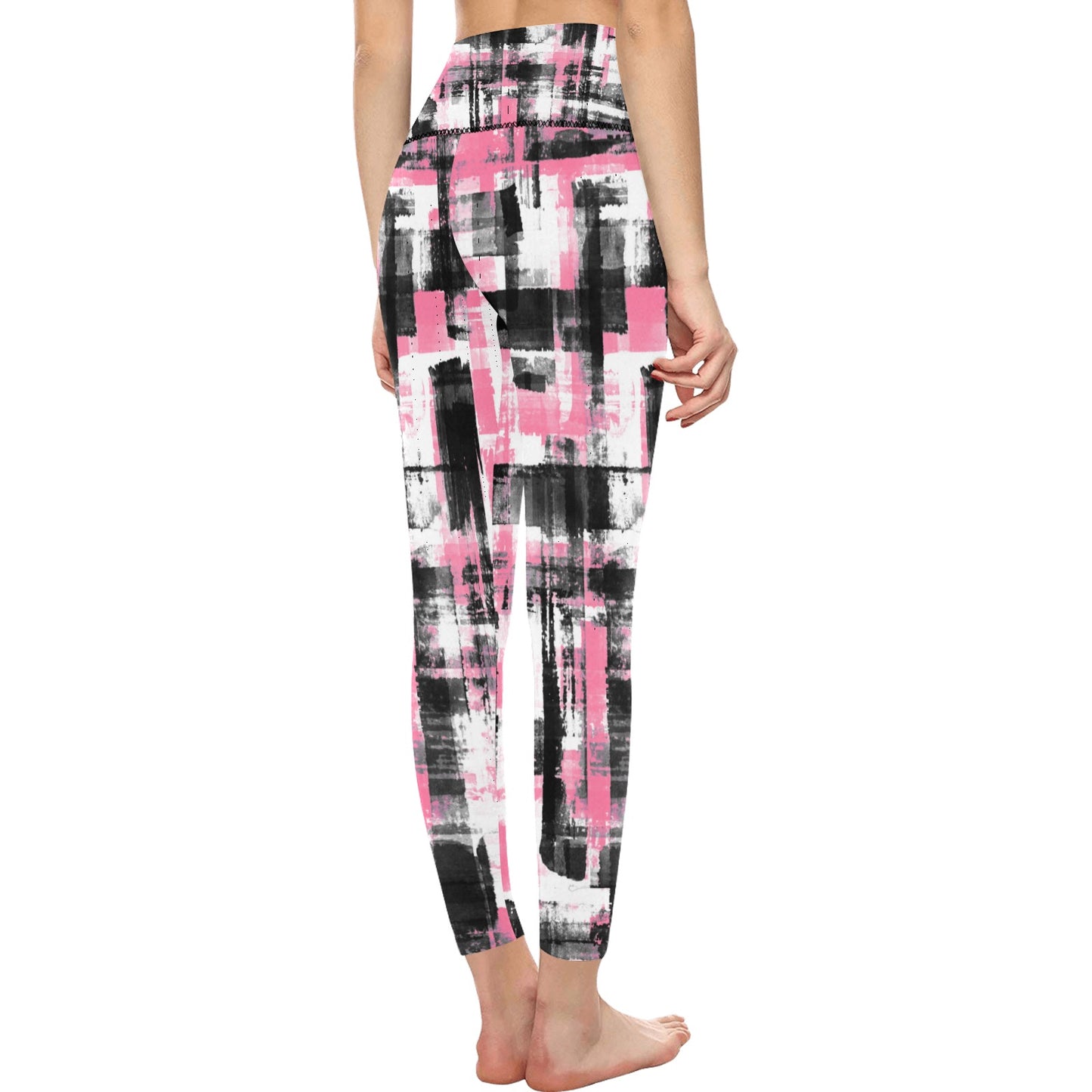 Pink, Black & White High-Waisted Leggings