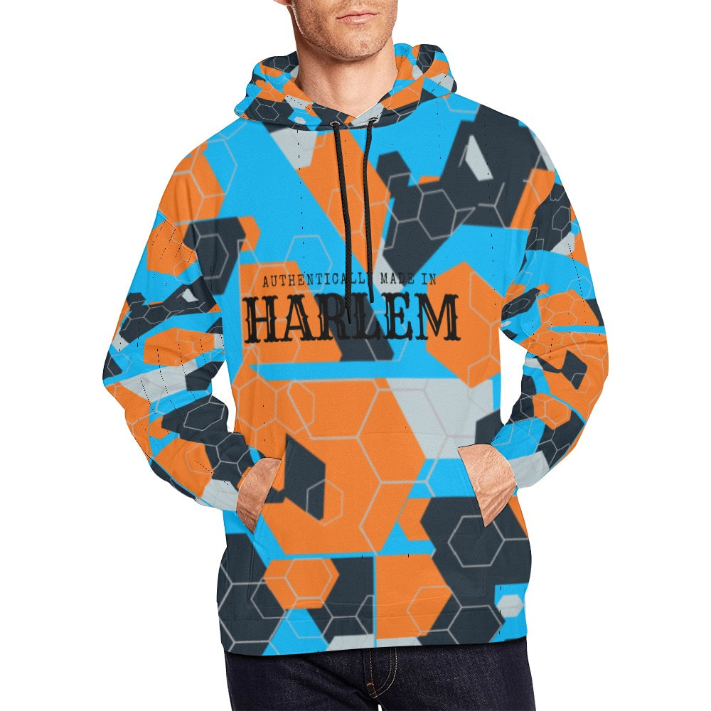 Blue and Orange Geometric- Harlem Hoodie for Men