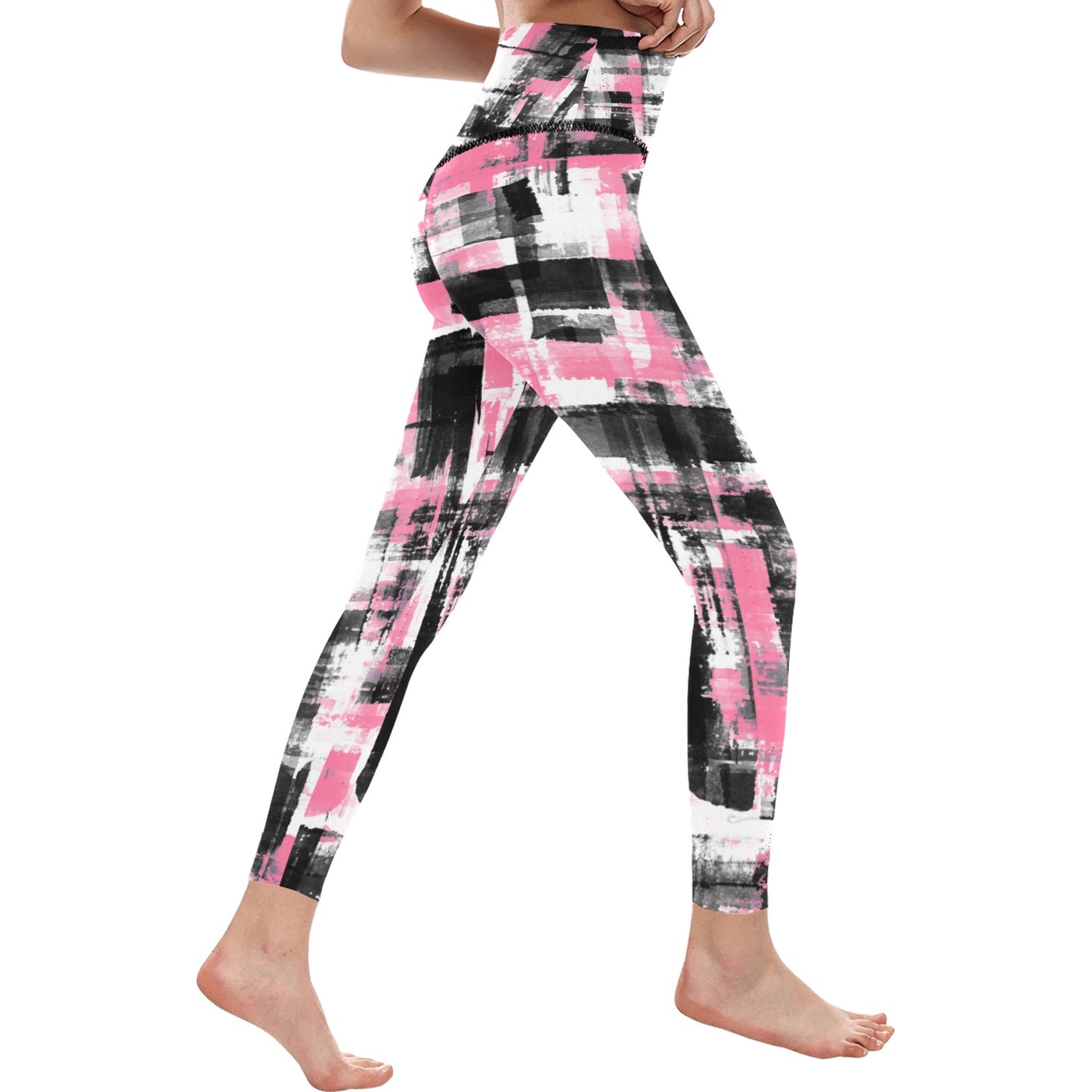 Pink, Black & White High-Waisted Leggings