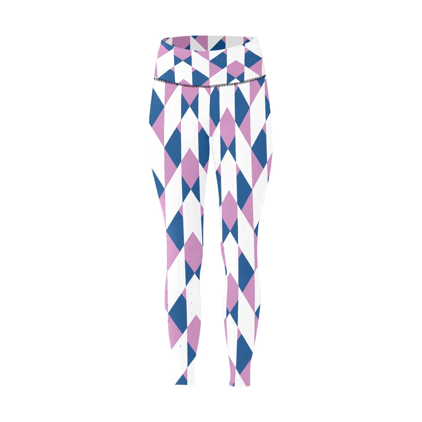 Abstract Checkered Pattern High-Waisted Leggings