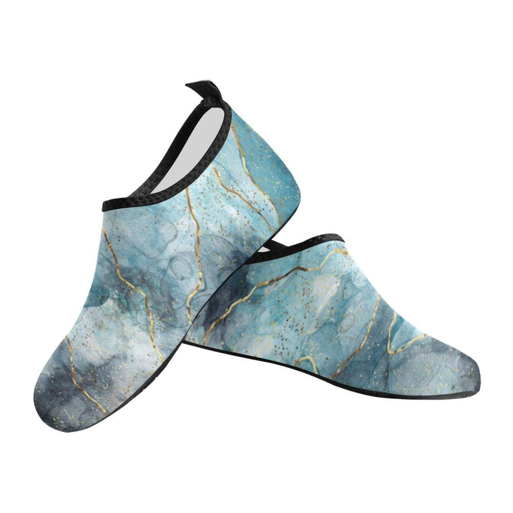 Teal Marble Kids' Slip-On Water Shoes