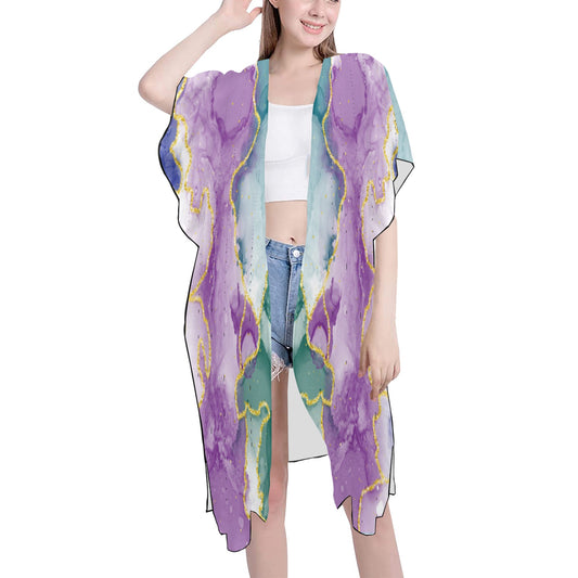 Purple, Green Marble Chiffon Cover Ups