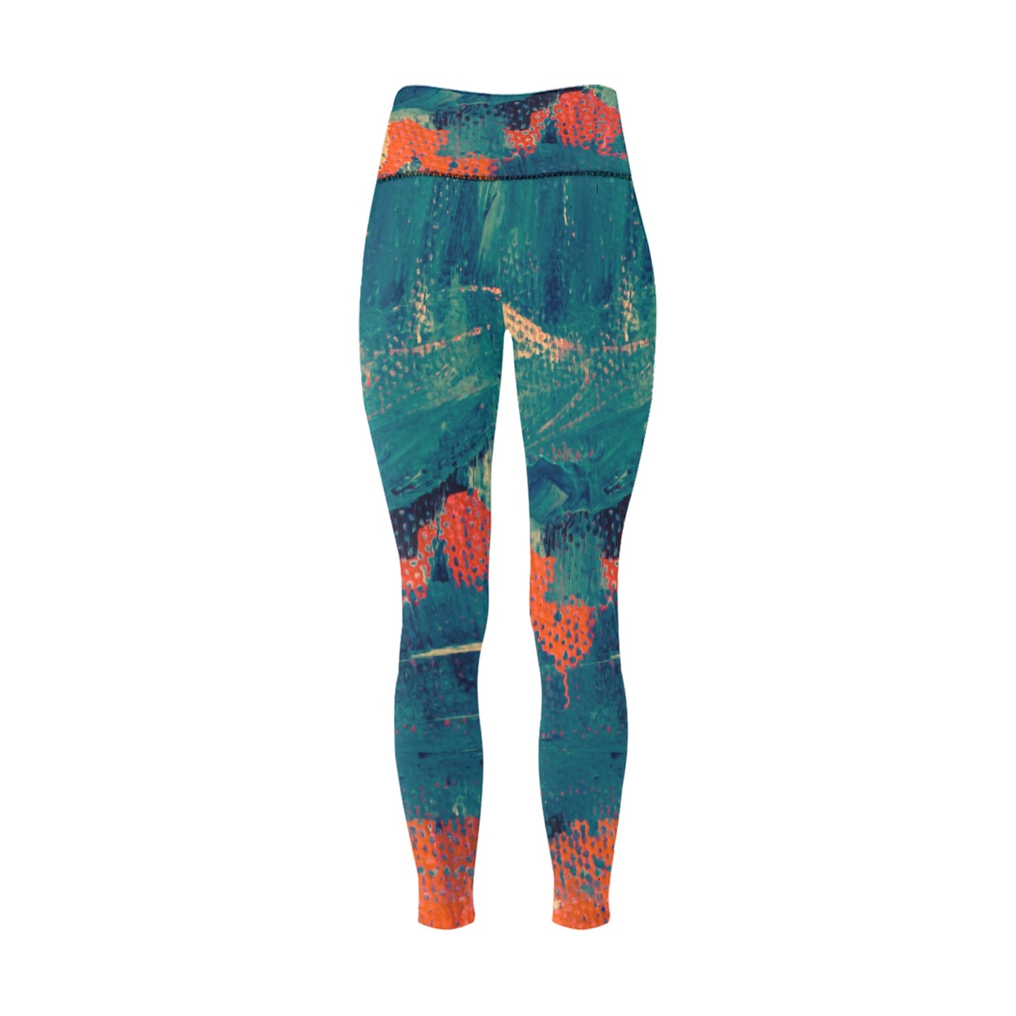 Fire Greenish High-Waisted Leggings