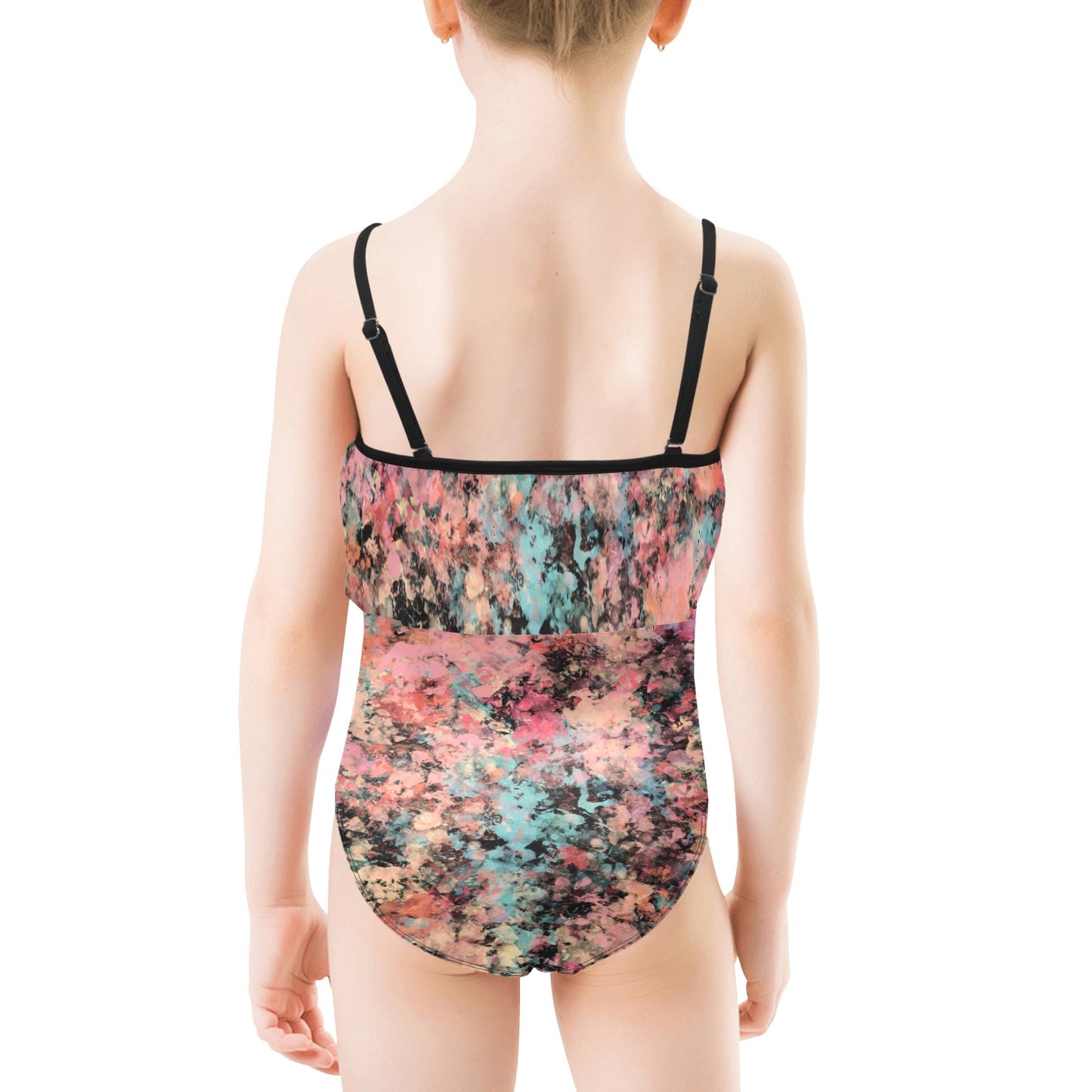 Peach Granite Kids' Spaghetti Strap Ruffle Swimsuit