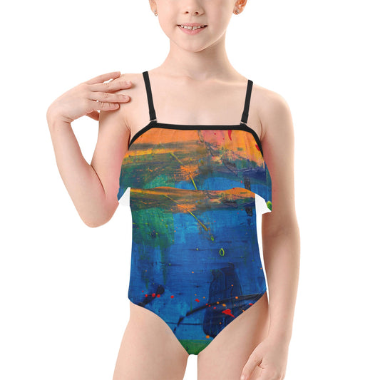 Blue Canvas Kids' Spaghetti Strap Ruffle Swimsuit