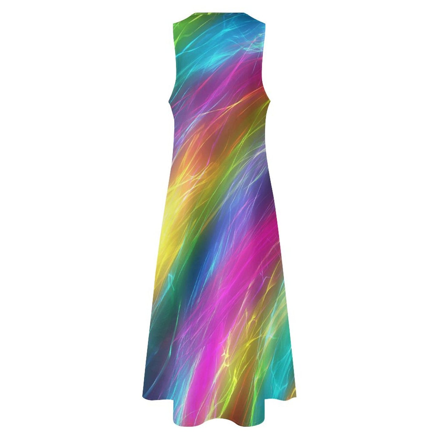 Neon Rainbow Sleeveless Long Dress