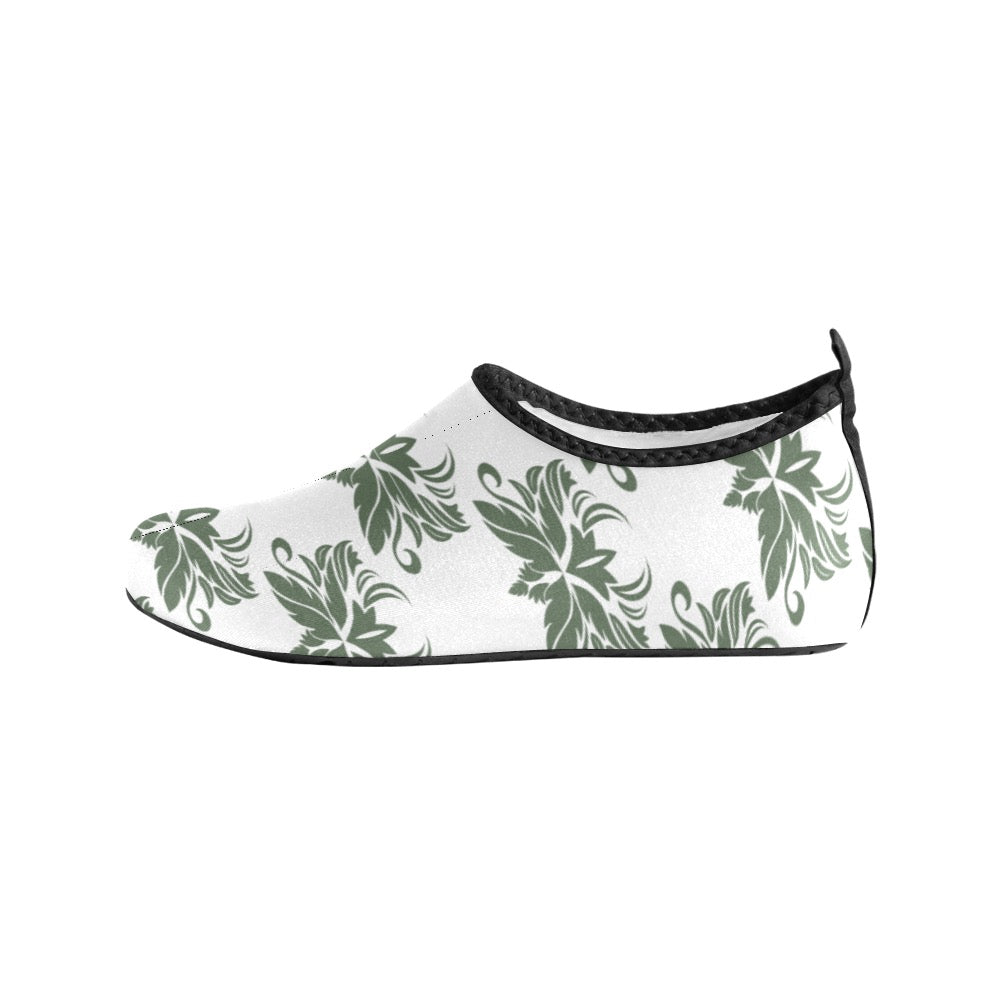 White and Green Kids' Slip-On Water Shoes