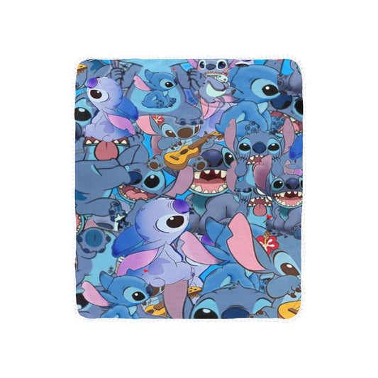 Lilo and Stitch Pom Pom Fringe Blanket 30"x40"