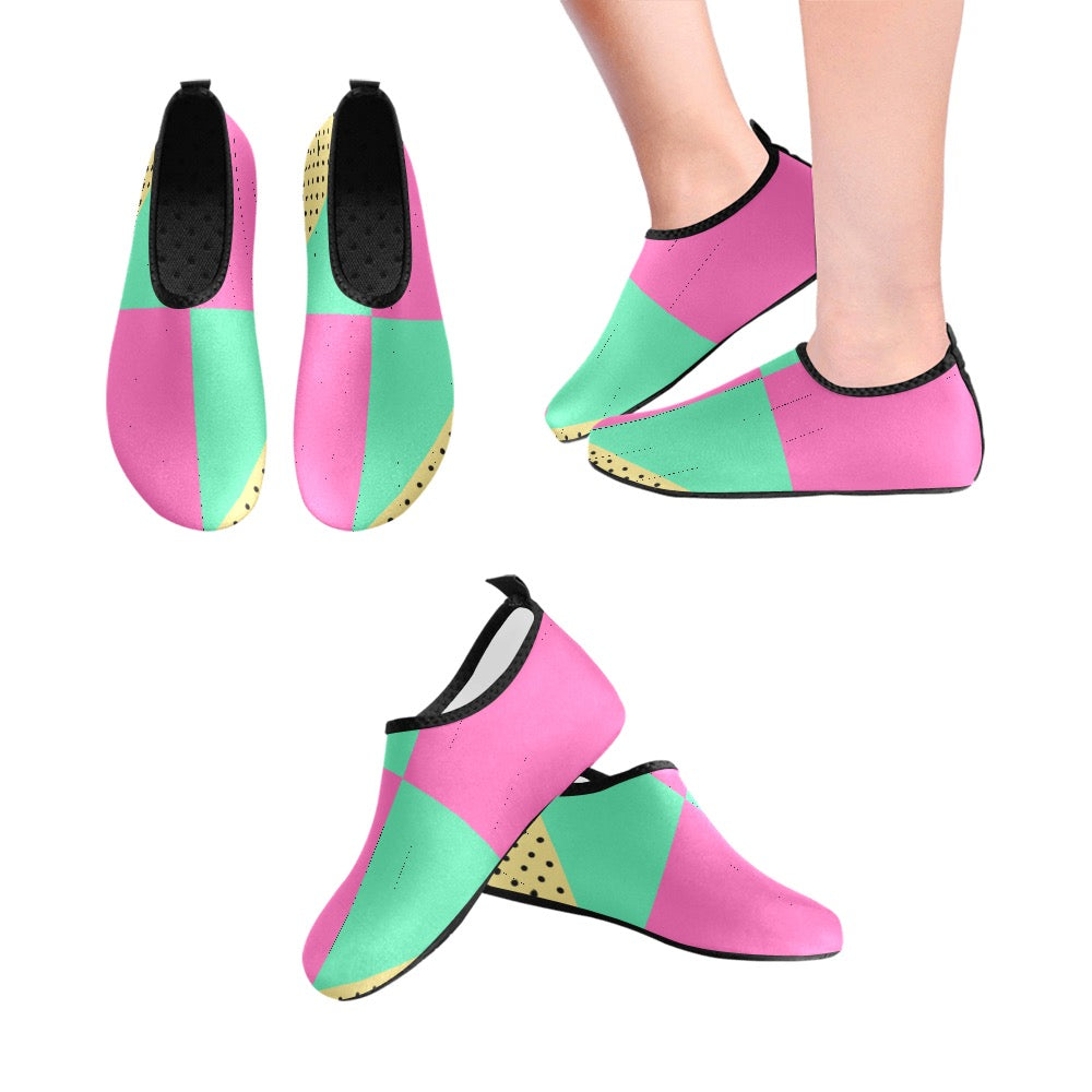 Pink Teal Kids' Slip-On Water Shoes