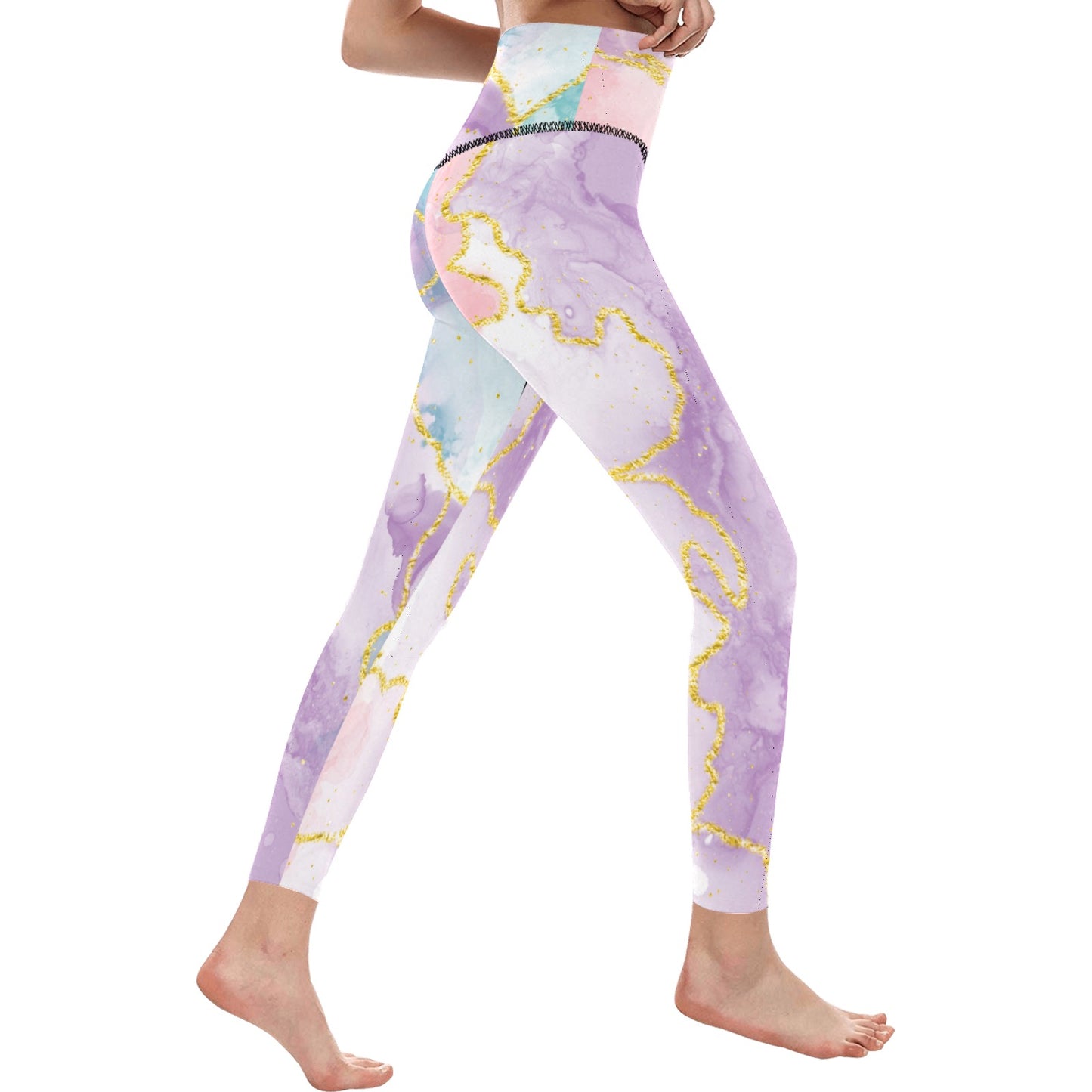 Pastel Marble High-Waisted Leggings