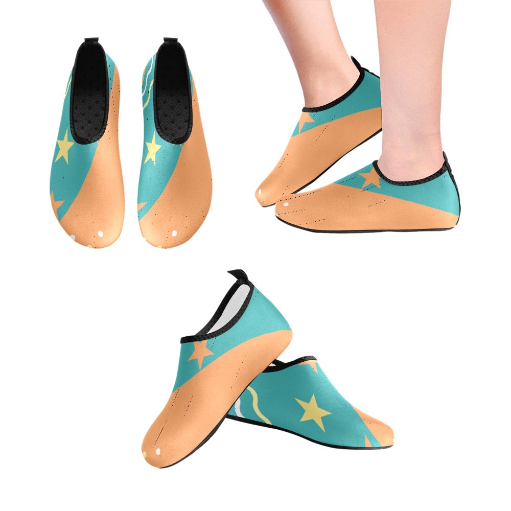 Teal Stars Kids' Slip-On Water Shoes