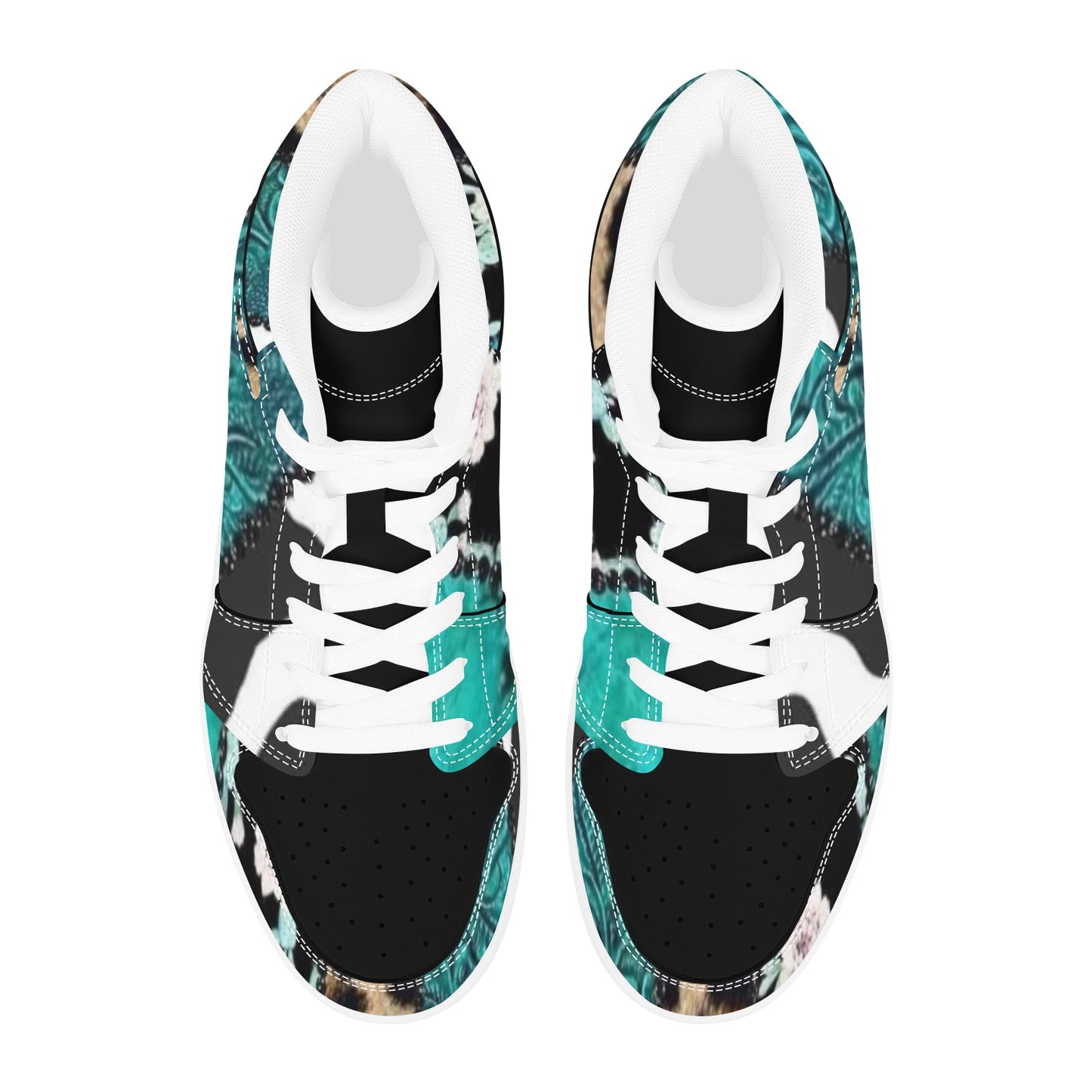 Teal Print Women's High Top Sneakers