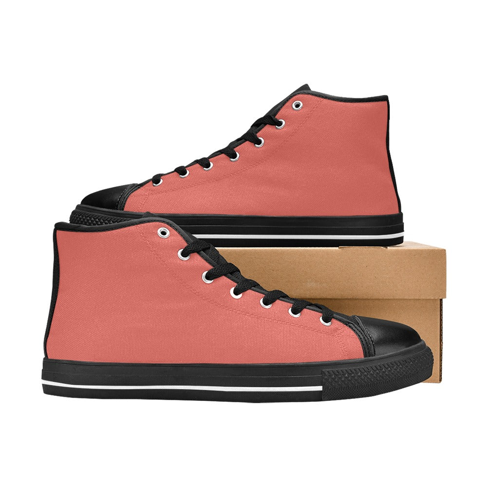 Salmon Men's High Top Canvas Shoes