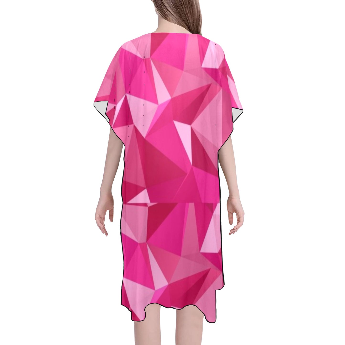 Pink Geometric Chiffon Cover Ups