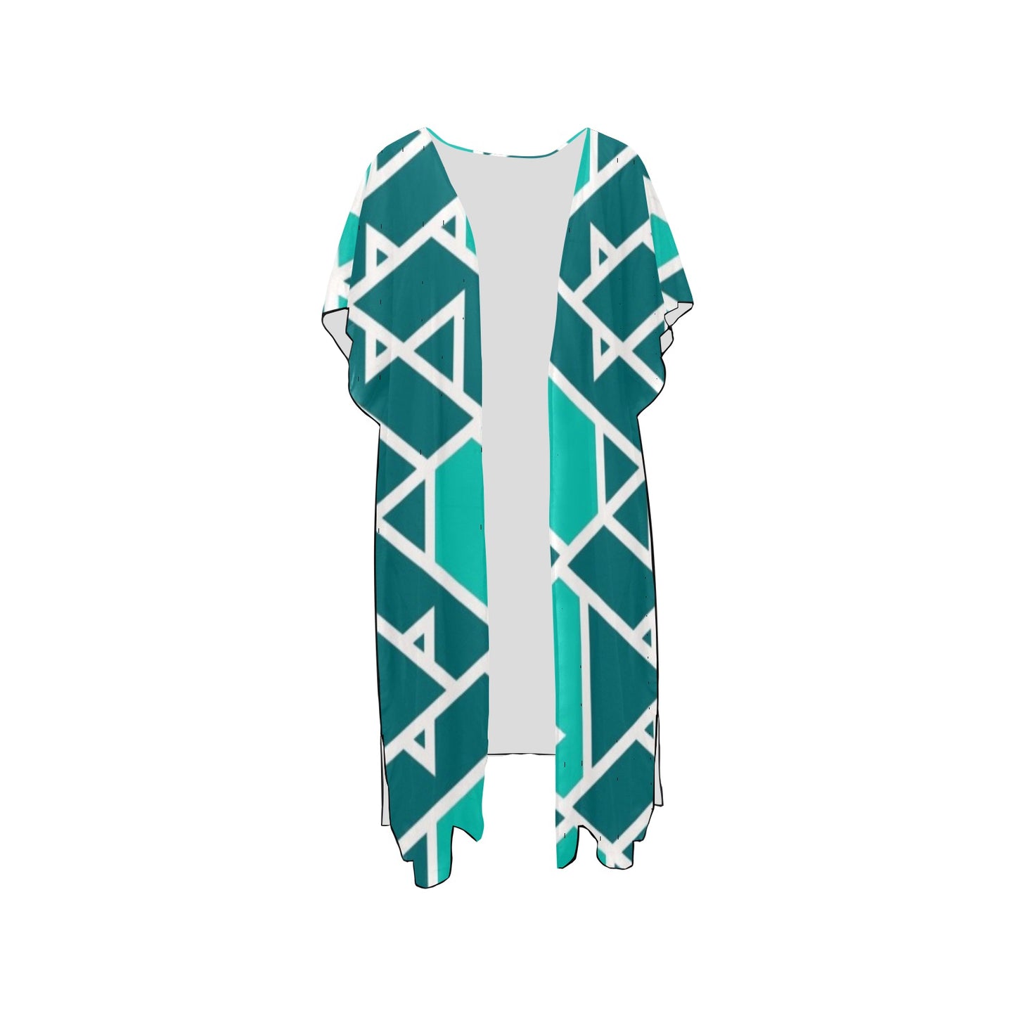 Teal Geometric Chiffon Cover Ups