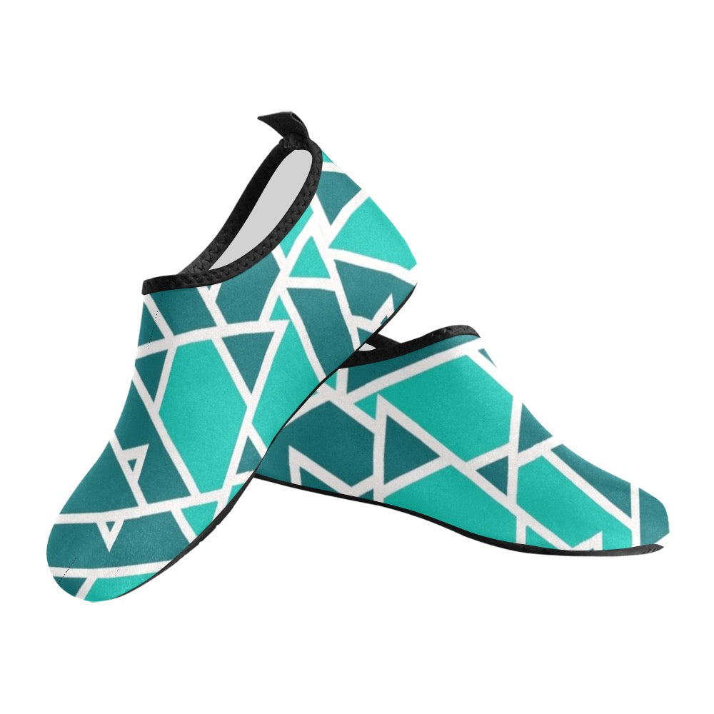 Teal Geometric Kids' Slip-On Water Shoes