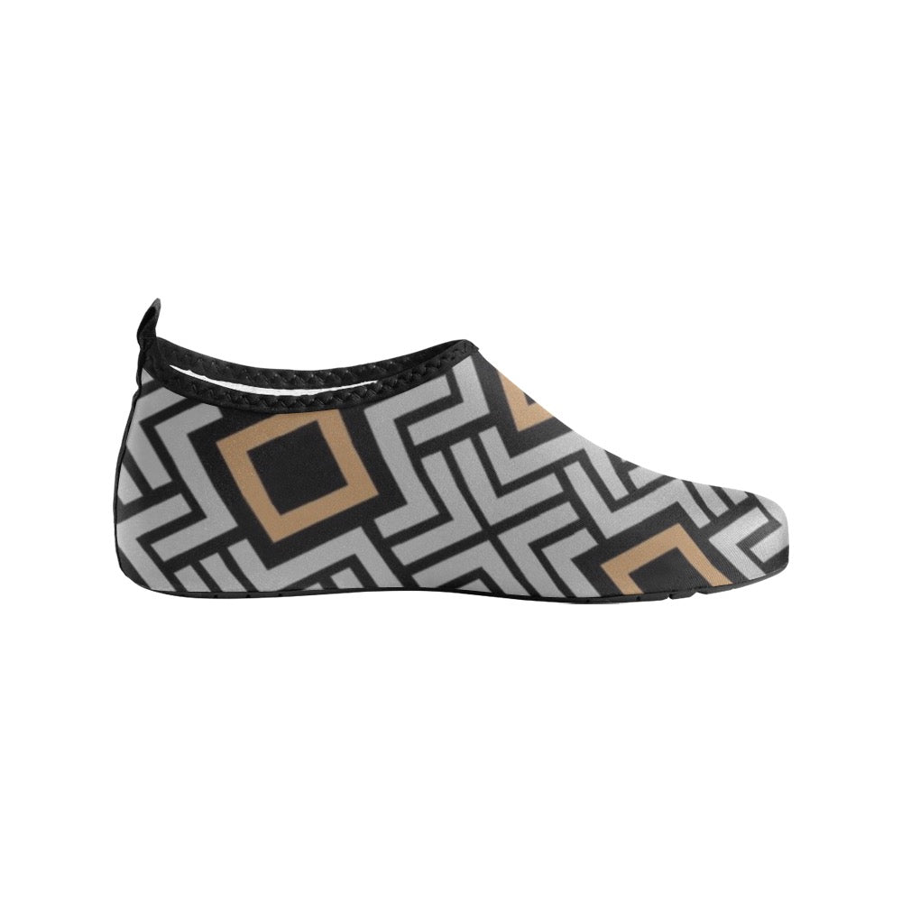 Gold and Black Lines Kids' Slip-On Water Shoes