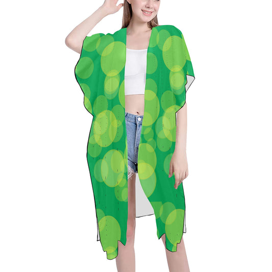 Lime Circles Chiffon Cover Ups