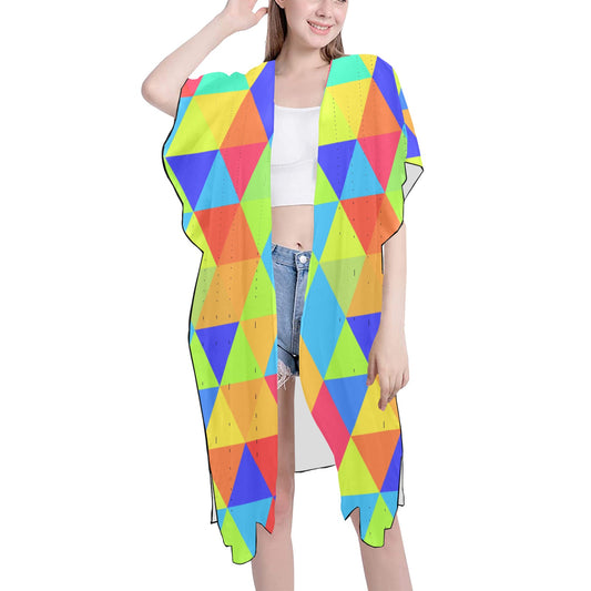 Neon Triangles Chiffon Cover Ups