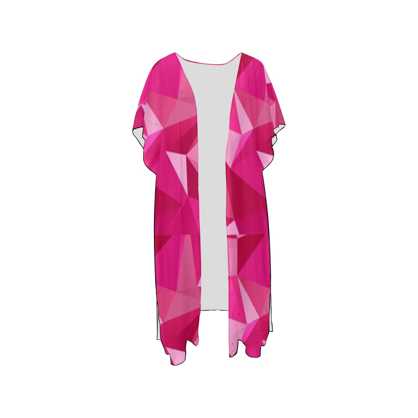 Pink Geometric Chiffon Cover Ups