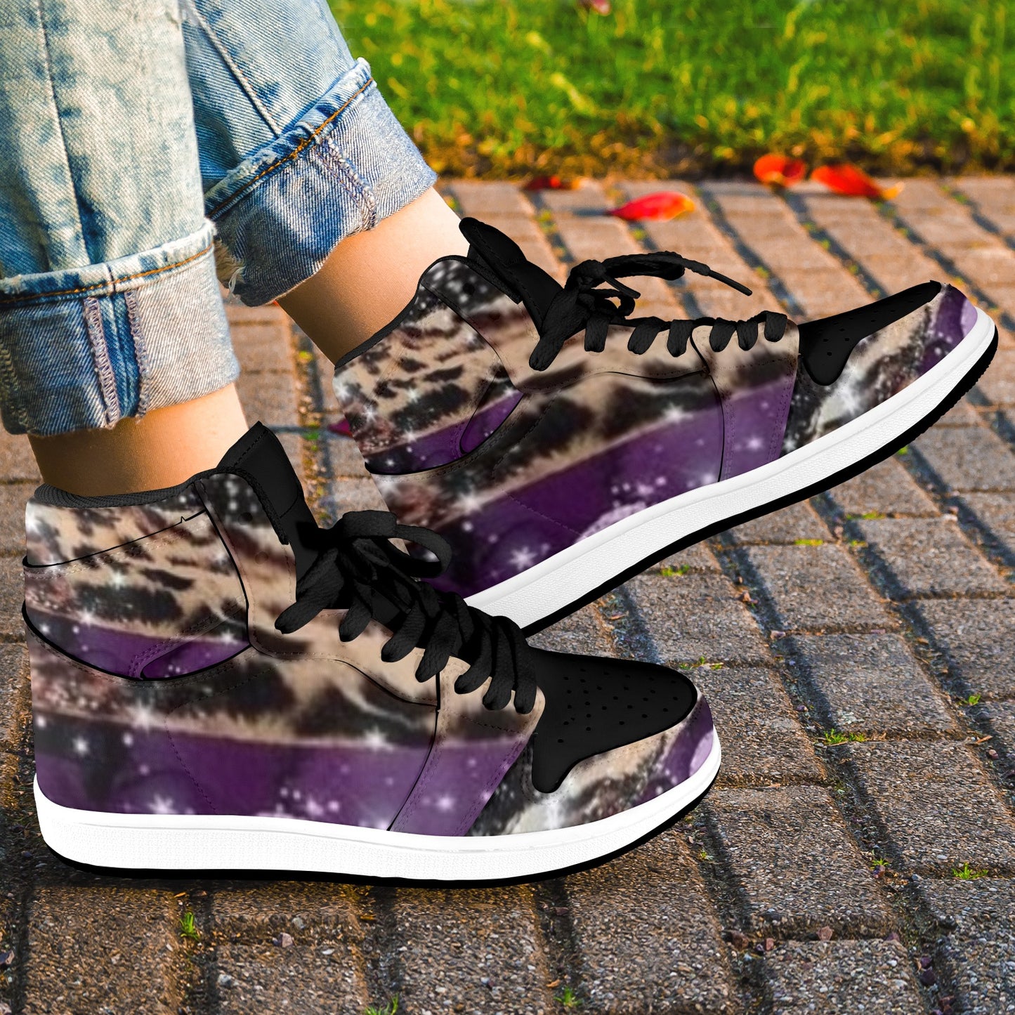 Purple Print Women's High Top Sneakers
