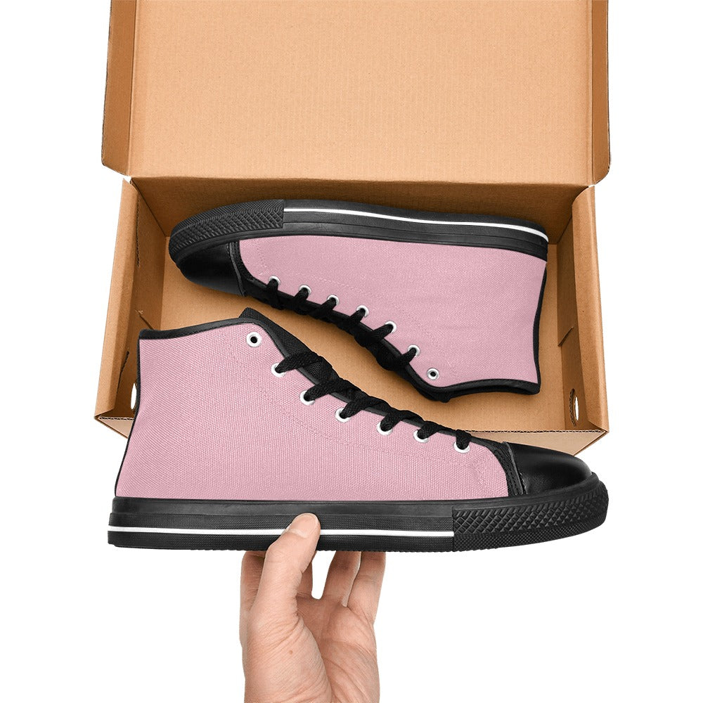 Light Pink Men's High Top Canvas Shoes