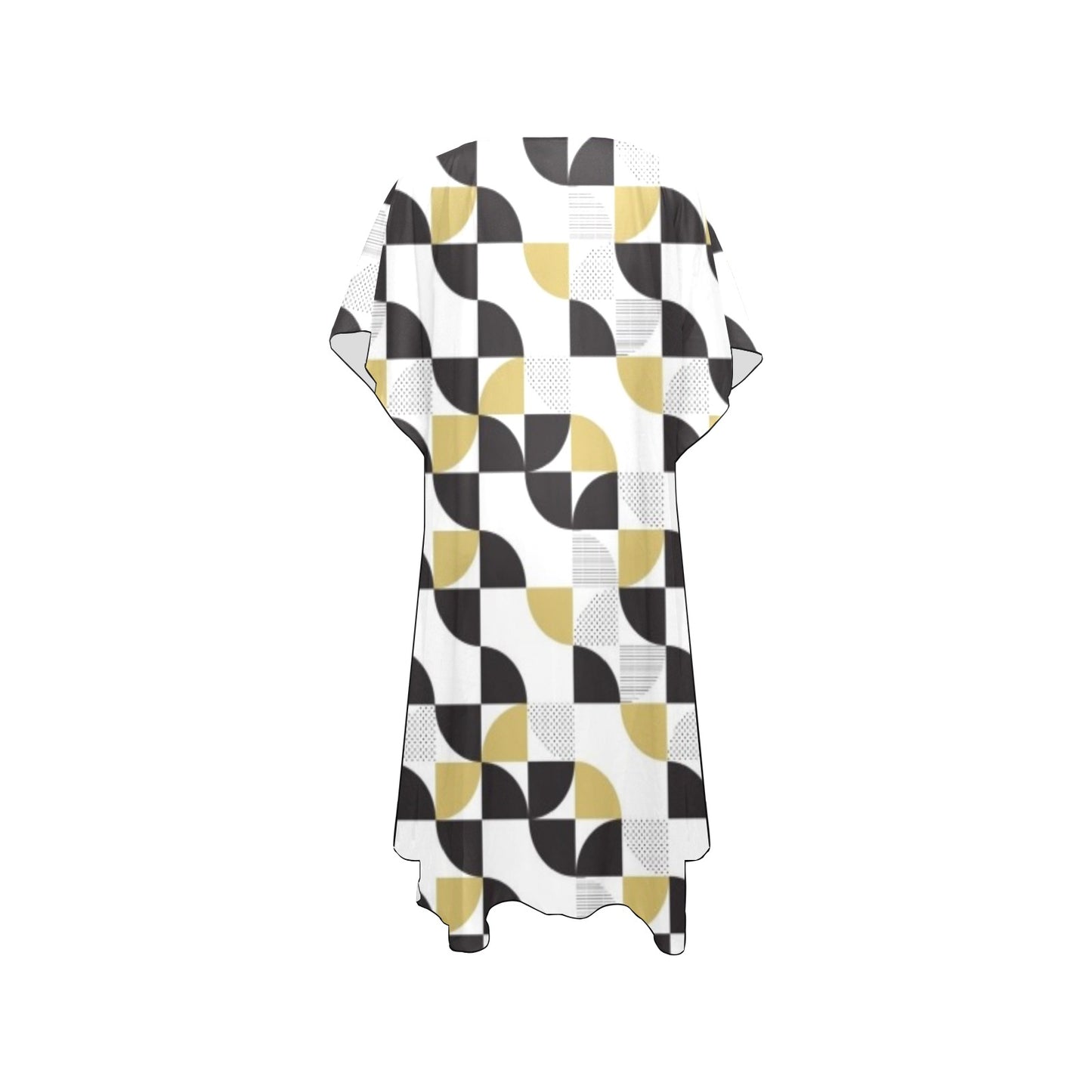 Black and Tan Geometric Chiffon Cover Ups