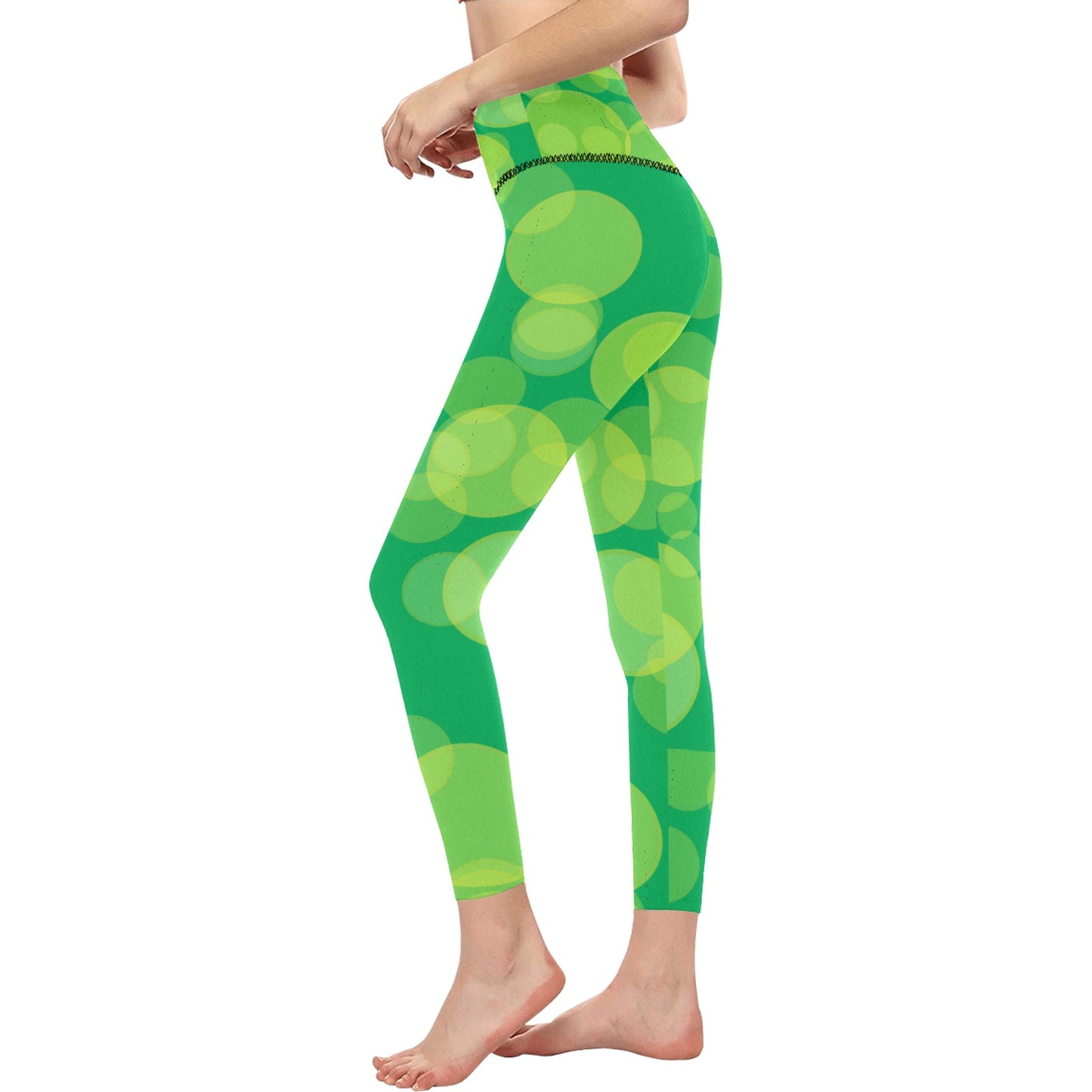 Lime Circles High-Waisted Leggings