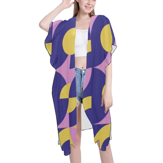 Purple-ish Geometric Chiffon Cover Ups