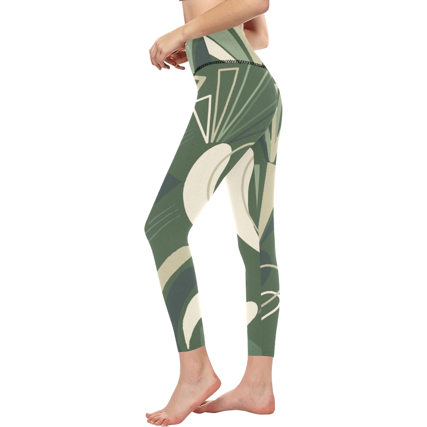 Green Angles High-Waisted Leggings