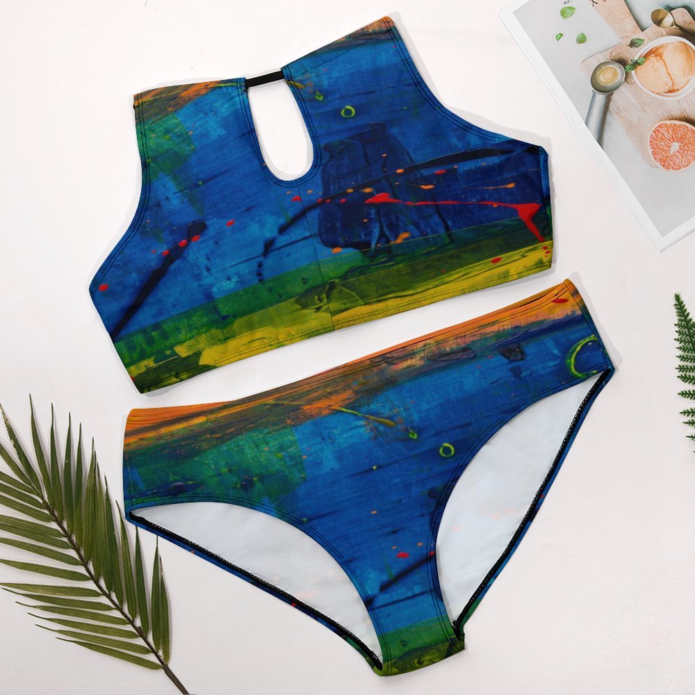 Blue Canvas Two-piece Swimsuit