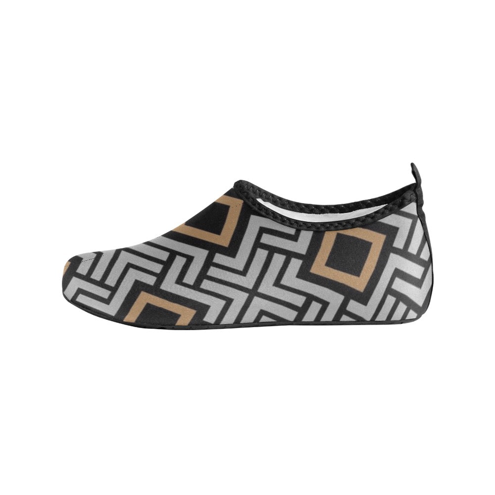 Gold and Black Lines Kids' Slip-On Water Shoes