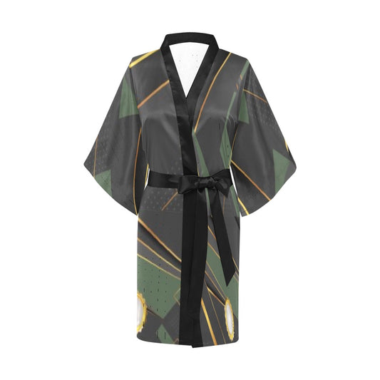 Green Abstract Kimono Robe