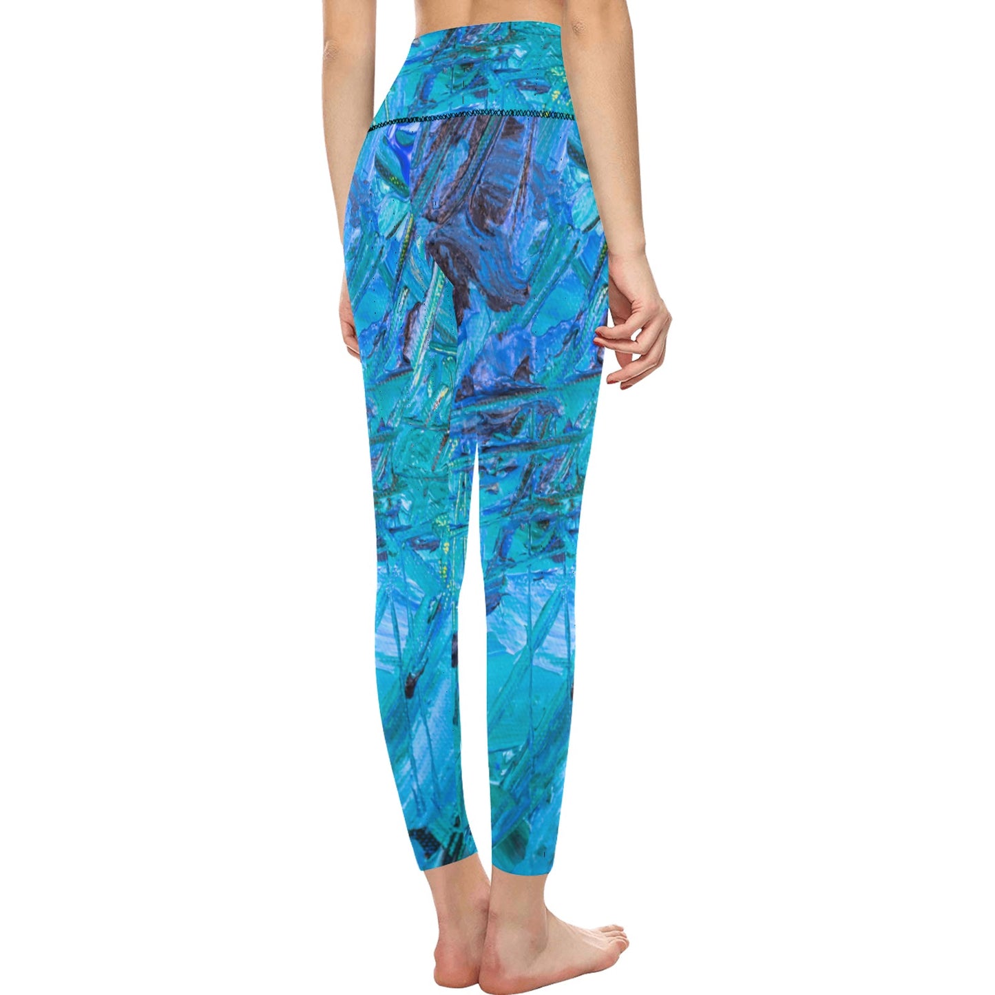 Blue & Aqua Women's High-Waisted Leggings