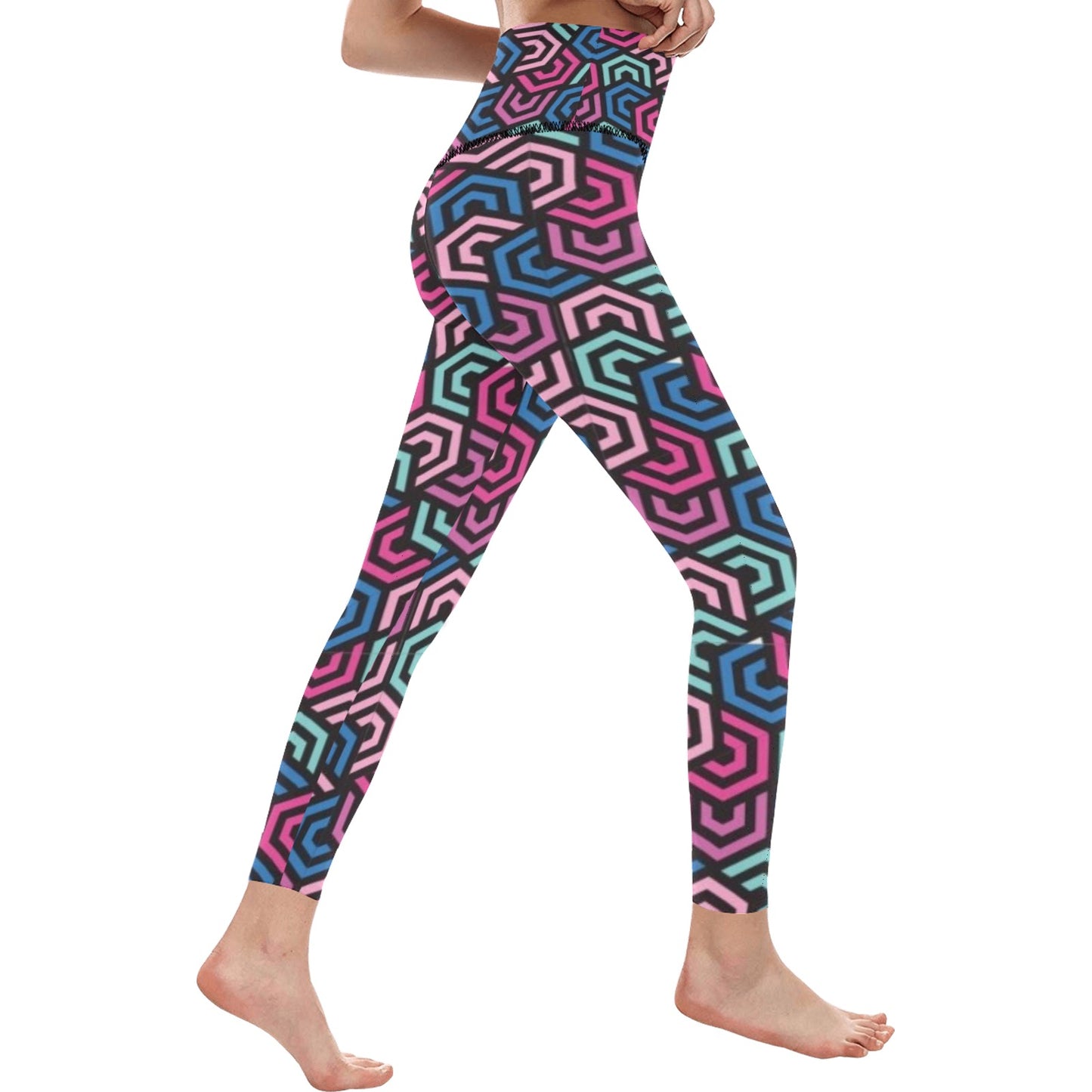 Colorful Polygon High-Waisted Leggings