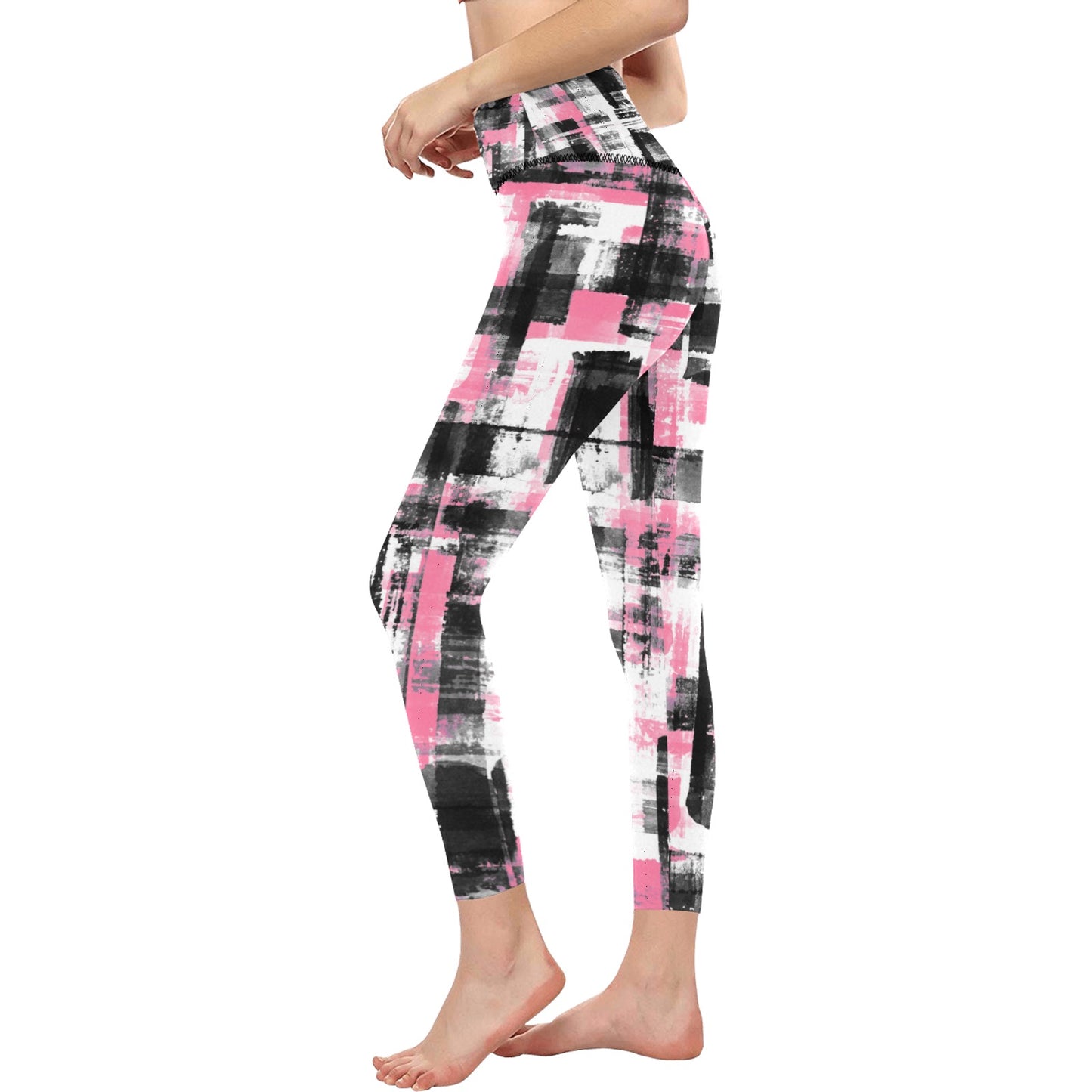 Pink, Black & White High-Waisted Leggings