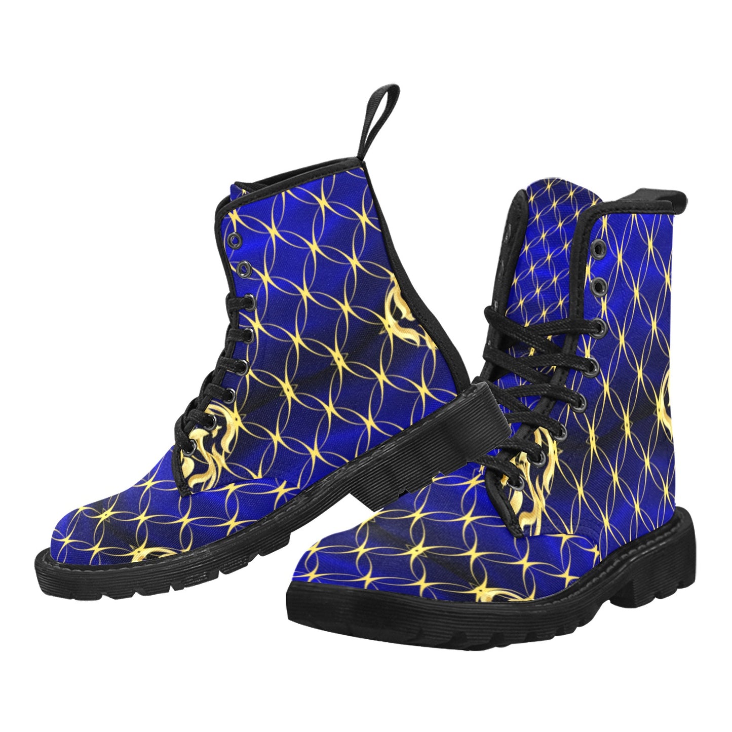 Royal Blue Fashion Custom Canvas Boots for Men