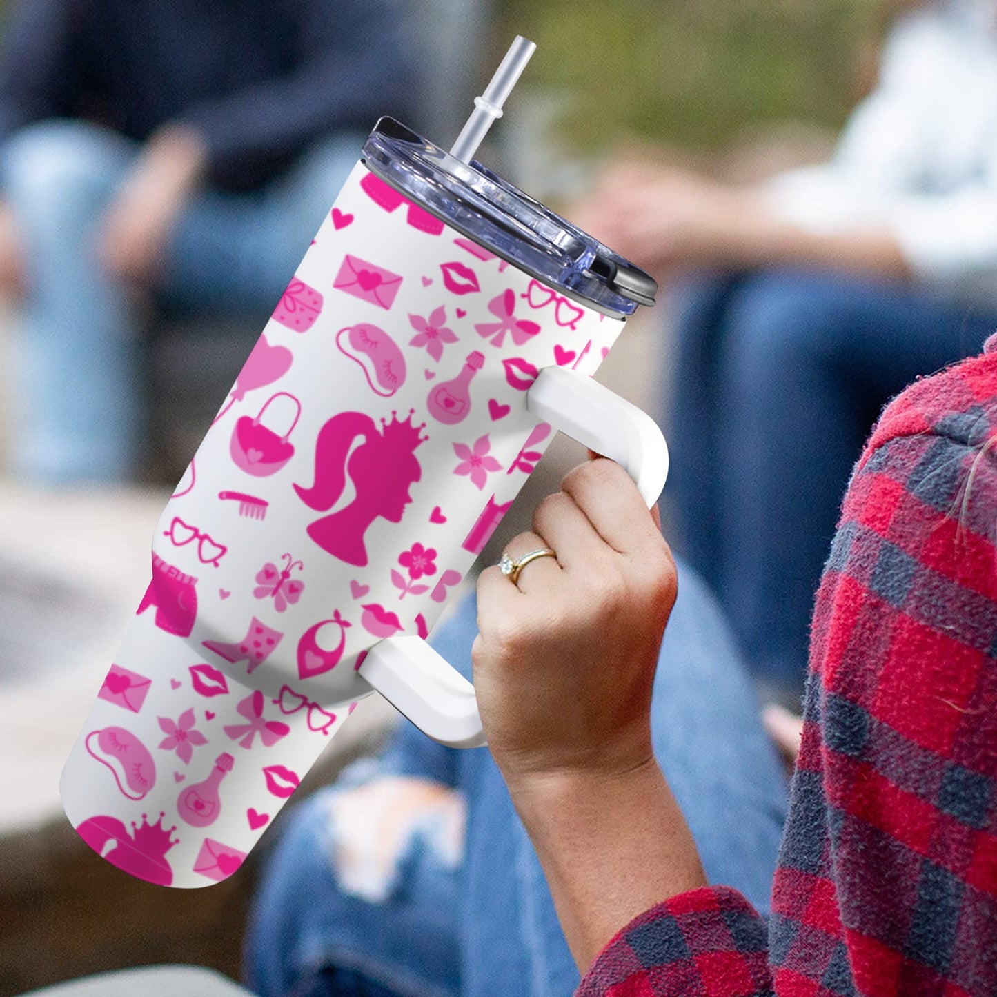 Barbie 40oz Tumbler with White Handle