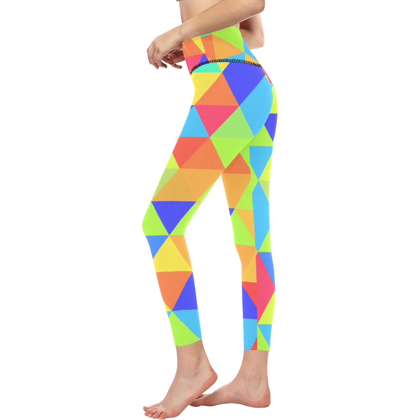 Neon Triangles High-Waisted Leggings