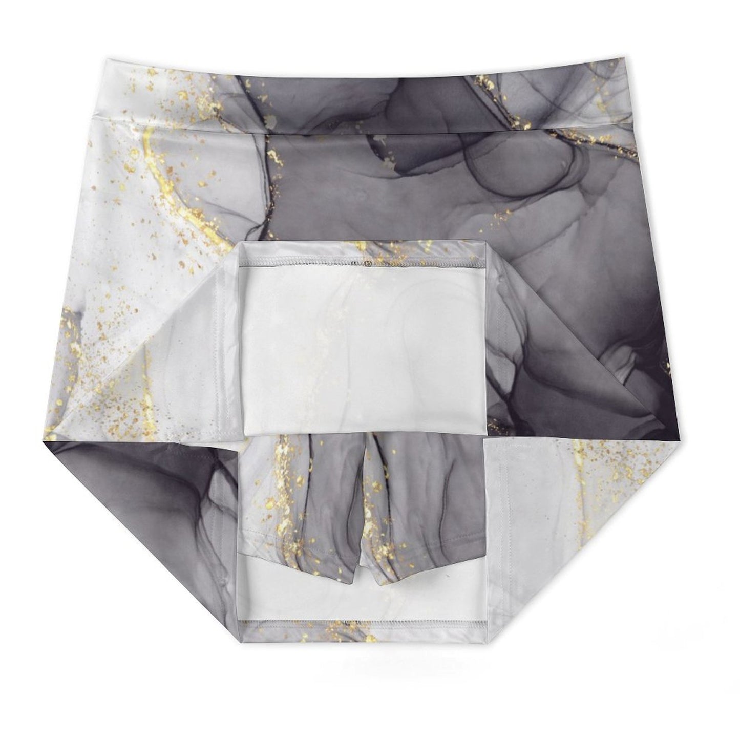 Black and Gray Marble Anti-Emptied A-Line Skirt with Pocket skort